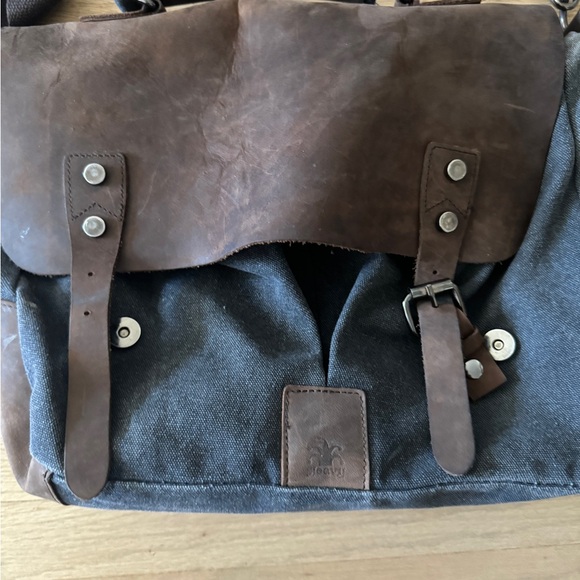 Stylish Brown and Gray Men's Messenger Bag - Picture 2 of 5